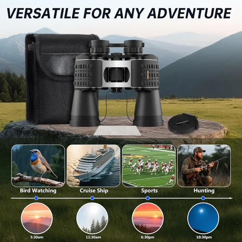 Vista 6 de Binoculares 20x52 para Adultos de Alta Potencia - ERUIDI Binoculares para Observación de Aves con Vista de Largo Alcance para Crucero Caza Viaje