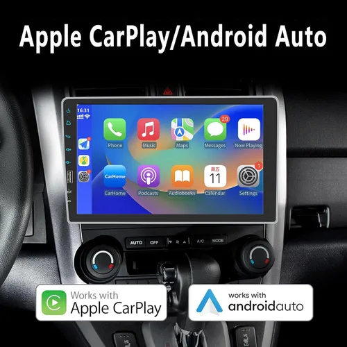 Vista 2 de Estéreo de coche con pantalla táctil de 9 pulgadas de un solo DIN compatible con Apple Carplay y Android Auto, radio Bluetooth de 1 DIN