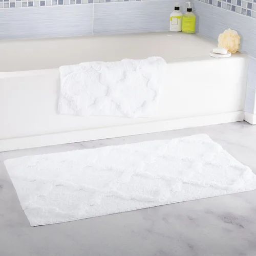Vista 12 de Lavish Home Juego de alfombrillas de baño de enrejado de 2 piezas 100% algodón, color negro