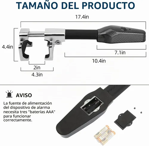 Vista 8 de Cerradura del volante con la alarma 130dB, dispositivo antirrobo