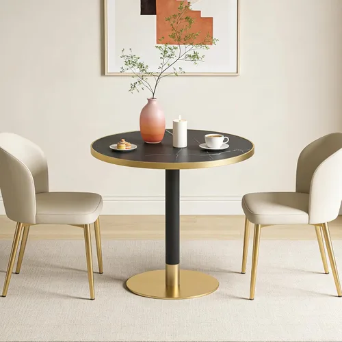 Vista 16 de SSLine - Mesa de comedor cuadrada de piedra sinterizada para 2, mesa