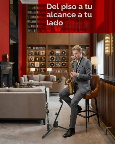 Vista 7 de Hamilton Soporte para saxo alto/tenor, color negro, incluye clavijas para flauta/clarinete