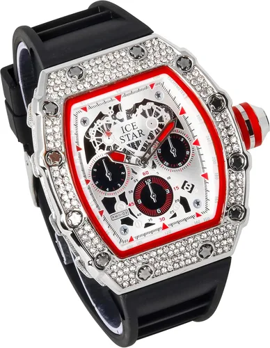 Vista 2 de ICE STAR Reloj con forma Tonneau para hombre y pulsera cubana con correa de silicona
