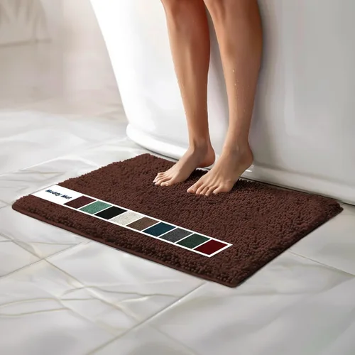 Vista 46 de Muddy Mat Alfombras de Baño de Chenilla de Microfibra de Secado Rápido Antideslizantes Lavables, Extra Gruesas, Suaves y Altamente Absorbentes Gris