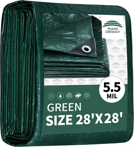 Vista 10 de RAINDEWAY Tarps - Lona impermeable de color azul de 4 x 16 pies de grosor, resistente a desgarros, multiusos, para techo, campamento, automóvil