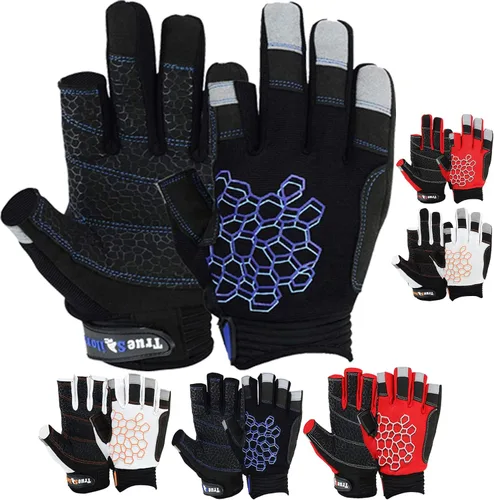 Vista 11 de MRX BOXING & FITNESS Guantes de vela pegajosos para la palma de la mano, guantes de yate, kayak, bote, pesca, 2 dedos de corte (negro, XS)