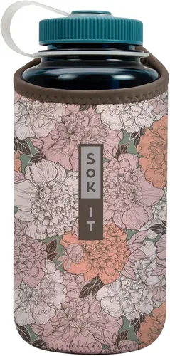 Vista 239 de Sok It BotlSok Funda para botella de agua con cubierta de neopreno aislante (Floral abstracto, se ajusta a CamelBak o Nalgene de 12 onzas)