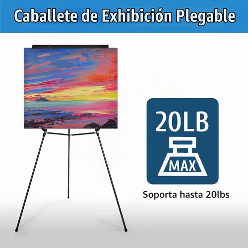 Vista 5 de Falling in Art Soporte de caballete de aluminio ligero de 63 1/2