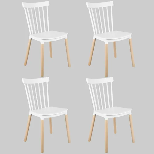 Vista 12 de DSW - Sillas de comedor de plástico modernas sin brazos con patas de madera para estar, dormitorio, cocina, comedor, sala de espera, restaurantes