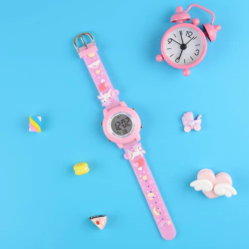 Vista 6 de Venhoo Kids Watches 3D Cartoon Waterproof 7 Color Lights Toddler Wrist Digital Watch with Alarm Stopwatch for 3-10 Year Girls Little Child