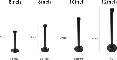 Vista 3 de Soportes industriales de tubo de hierro negro de 1/2 pulgada, soporte rústico para colgar en la pared, soportes de tubo personalizados para estantes