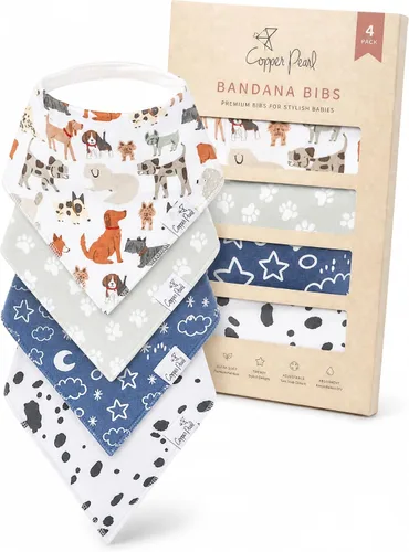 Vista 36 de Copper Pearl Baberos tipo bandana para bebé, paquete de 4 baberos de algodón suave para babear y dentición, absorbentes, ajuste ajustable, muchos