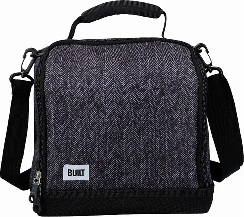 Vista 15 de BUILT Lonchera térmica con diseño "The Mindful", poliéster, gris/rosa pálido, 7.3 x 10.6 x 8.3 in