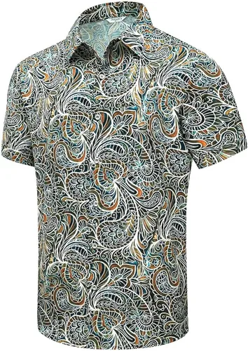 Vista 12 de SheLucki - Camisa hawaiana para hombre, unisex, de manga corta, con botones, para la playa y el verano, ropa casual estampada con sombra de palmas