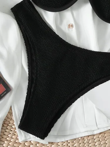 Vista 4 de MakeMeChic Traje de baño de 2 piezas para mujer, bikini de corte alto