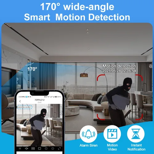 Vista 4 de Cámara espía de seguridad 4G LTE sin WiFi con tarjeta SIM incluida, mini cámara portátil 4K HD con cuello de cisne flexible