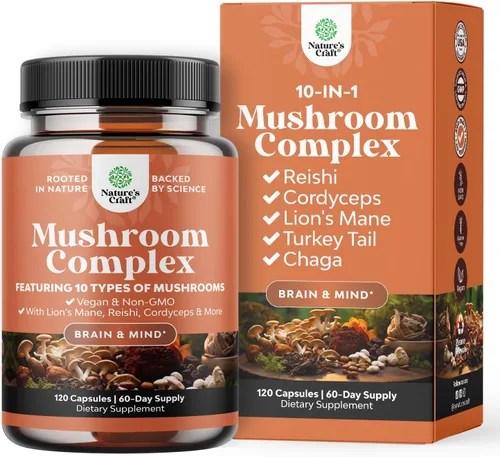 Vista 9 de Advanced Mushroom Complex Cápsulas – 10 cápsulas de suplemento de melena de león con Reishi, Chaga, Maitake y Shiitake para la salud cerebral apoyo