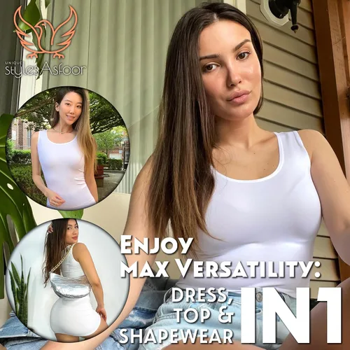 Vista 2 de UNIQUE STYLES ASFOOR Camisetas sin mangas para mujer, camisetas sin mangas extra largas para mujer