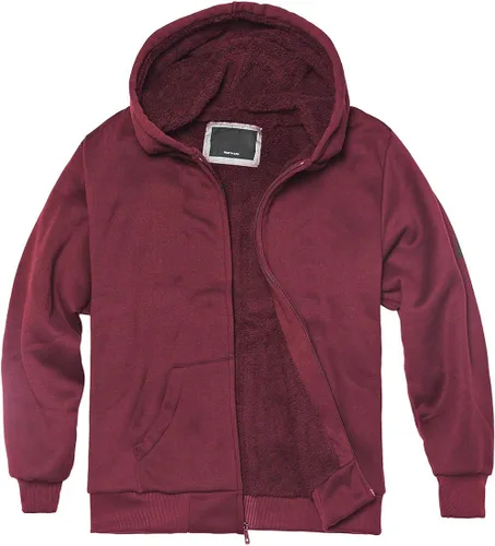 Vista 4 de Sudadera con capucha con forro de sherpa para niños, con cremallera completa, forro polar, cálida, para jóvenes, de manga larga