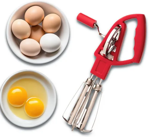 Vista 8 de Kings County Tools - Batidor giratorio de huevos, batidora de mano manual de acero inoxidable con cabezales giratorios dobles para batir, mezclar