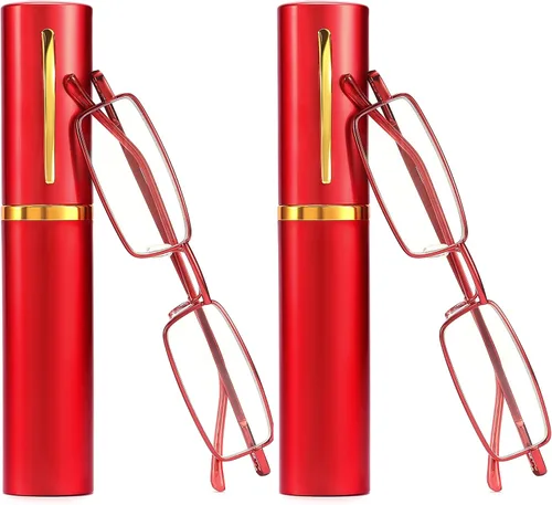 Vista 10 de touk Estuche de metal portátil para gafas de lectura pequeñas y delgadas