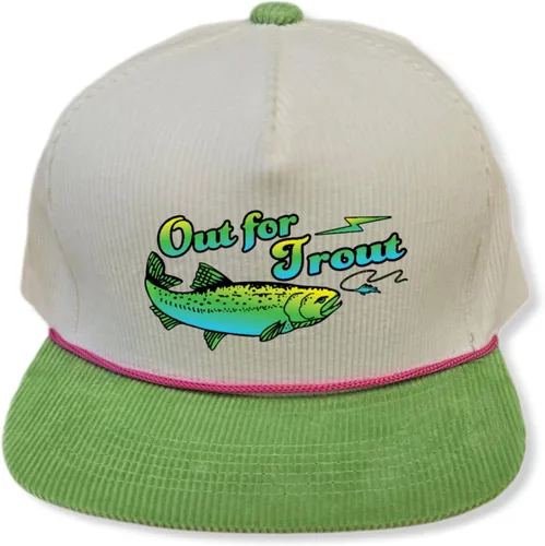 Vista 28 de ThatsRad Out for Trout Corduroy Snapback Sombrero Gorra Pesca con Mosca Pescador