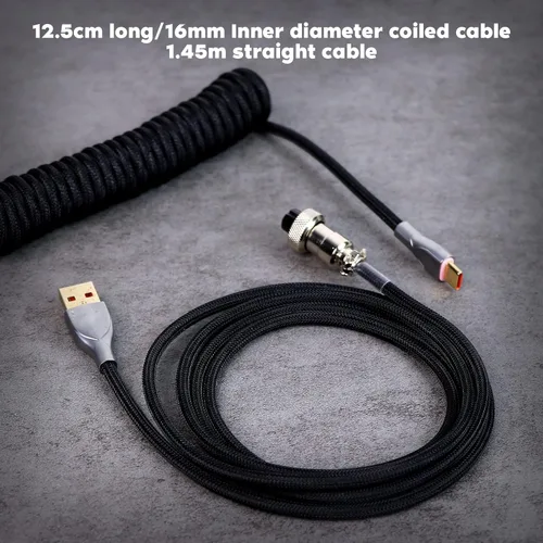 Vista 6 de EPOMAKER TH80 Pro 75% 80 teclas Hot Swap Kit de teclado mecánico para juegos con cable USB A en espiral mixto (negro)