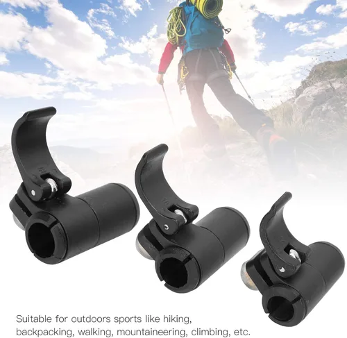 Vista 5 de Bastones de trekking, ajustable Flip Lock agarre de goma negro bastones de trekking bloqueo externo para senderismo mochilero bastones de trekking