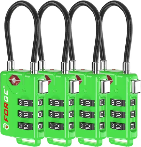 Vista 15 de Cerraduras para equipaje con cable aprobadas por la TSA, combinación reajustable con cuerpo de aleación, Moderno