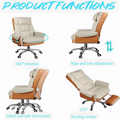 Vista 5 de Ergonomic High-Back Executive Office Chair with Footrest,Adjustable Lumbar Support & 360° Swivel,Heavy-Duty Metal Base PU Leather Desk Chair for