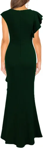 Vista 2 de WOOSEA - Vestido largo, ceñido, estilo sirena con apertura lateral, de noche, cóctel para mujer