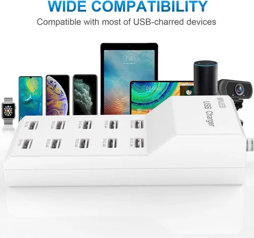 Vista 6 de Estaciones de carga USB 50w10A 10 puertos múltiples bloque de carga/tira USB de alimentación para iPhone, Android, smartphone, tableta, reloj