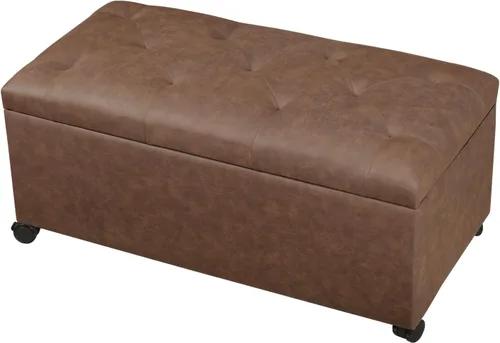 Vista 16 de Joveco Banco Otomán de Almacenamiento, 33 Pulgadas de Cuero Sintético Rectangular con Capitoné, Taburete para los Pies al Pie de la Cama