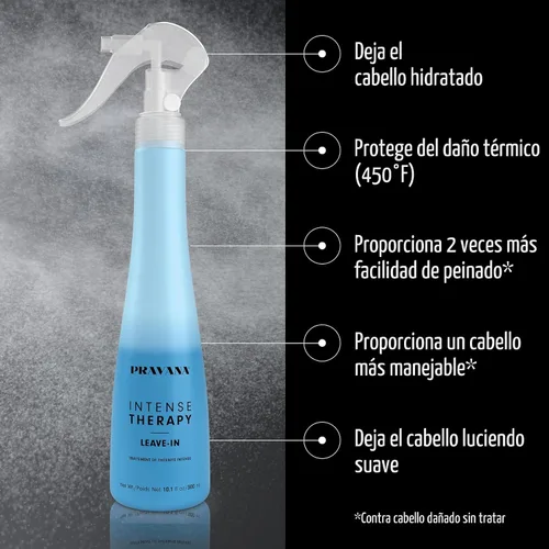 Vista 2 de PRAVANA Intense Therapy - Acondicionador en spray sin enjuague, tratamiento y desenredante Desenreda e hidrata instantáneamente Ecualiza