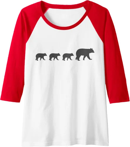 Vista 15 de Mama Bear Camiseta de béisbol raglán de tres cachorros para el día de la madre, Negro, S