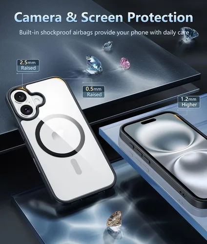 Vista 6 de FNTCASE Funda para iPhone 16: magnética, con soporte de control de cámara, protección contra caídas de grado militar, antiamarilleamiento, a prueba