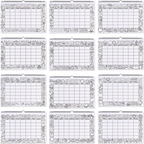Vista 5 de Calendario de pared para colorear 2026-2027 – 11.6 x 17 pulgadas, 12 meses, sin fecha, hogar o calendario, seguimiento de actividades y calendario