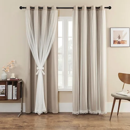 Vista 11 de naturetalk Cortinas opacas del 90% al 95% con transparente aplastado, juego de 2 paneles de cortina, ojales plateados antiguos, rosa bebé, 52