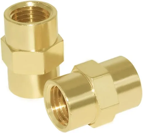 Vista 8 de Hooshing 2 unids 1/2 "x 1/2" NPT acoplador hembra de latón sólido hexagonal pezón acoplamiento de tubería