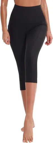 Vista 4 de NELEUS - Pantalones de yoga para mujer, con control de barriga, cintura alta, para correr, estilo capri