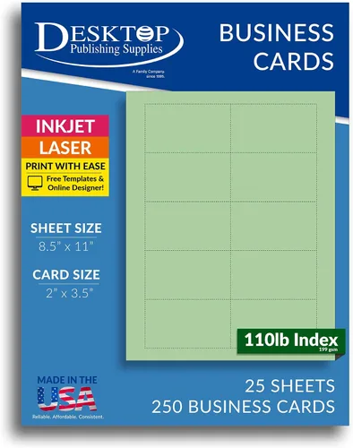Vista 8 de 250 tarjetas de visita azul brillante de 3.5 x 2 pulgadas, hojas de papel de tarjetas de visita en blanco de colores imprimibles, tarjetas de visita