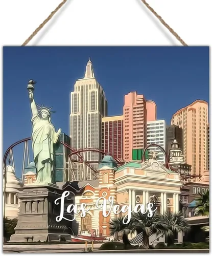Vista 9 de Letrero de madera de USA City Casino Las Vegas, letrero decorativo de madera del estado de Nevada, regalo para viajeros, amigos, letrero colgante