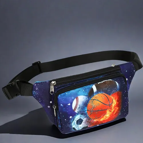 Vista 9 de LEDAOU Riñonera para niños, bolsa cruzada para niños, riñonera, ligera, para el pecho, Baloncesto Rugby Estrellas de fútbol, Talla única