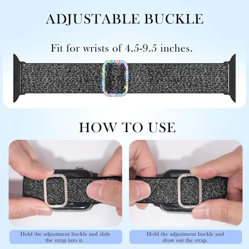 Vista 7 de LETOID Correas elásticas diseñadas para Apple Watch Band de 1.496 pulgadas, 1.575 pulgadas, 1.614 pulgadas, 1.654 pulgadas, 1.732 pulgadas, 1.772