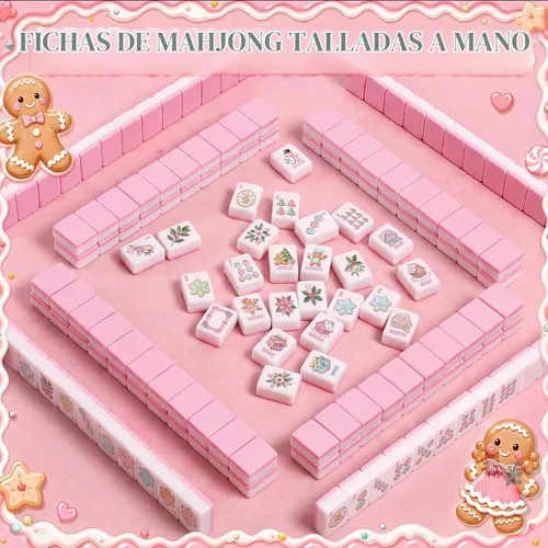 Vista 4 de 160pcs Navidad Hombre de jengibre grabado American Mahjong Tile