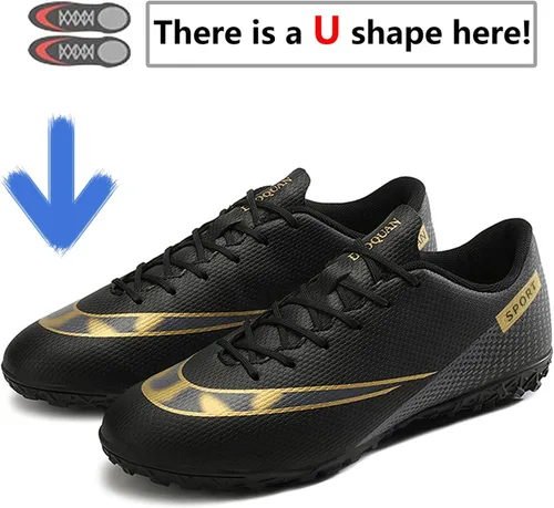 Vista 2 de UVCDE Zapatos de fútbol para hombre para fútbol atlético profesional CR TF Ground Outsoles AG Team Negro