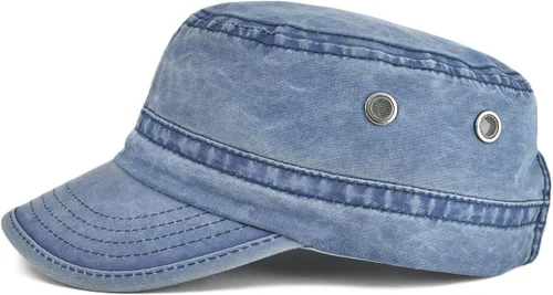 Vista 2 de VOBOOM Gorras militares de algodón lavado, diseño único, vintage, planas