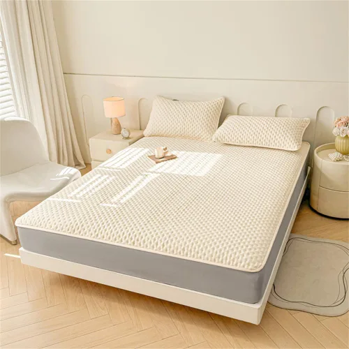 Vista 2 de Mattress Protector, Waterproof Mattress Protector, Fits 6"-20" Mattresses with Deep Pocket, Cooling, Breathable Fitted Sheets, Soft Bed Cover, Beige