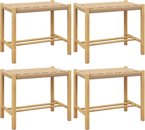 Vista 9 de Giantex Juego de 2 taburetes de madera, sillas bohemias sin espalda de 18 pulgadas de alto con patas de madera de goma, carga máxima de 330 libras
