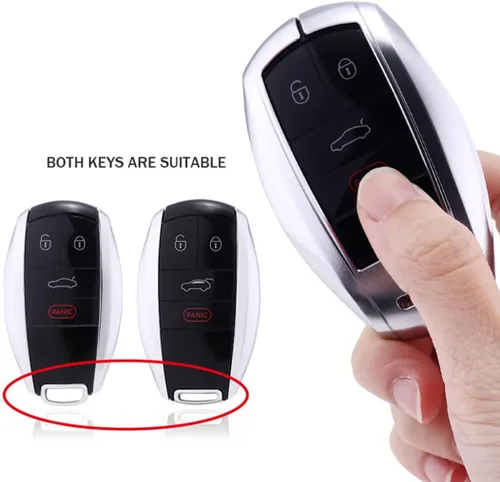 Vista 5 de Funda de metal de aluminio prémium para llavero Bentley Bentayga Flying Spur GT 2018-2021 con llavero Marrón
